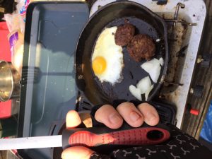 missed breakfast, but the guys left some eggs and sausage in the cooler